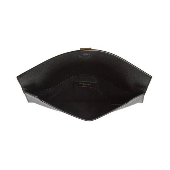 Saint Laurent YSL Uptown Medium Shiny Smooth Calfskin Pouch Clutch Bag - Picture 3 of 4